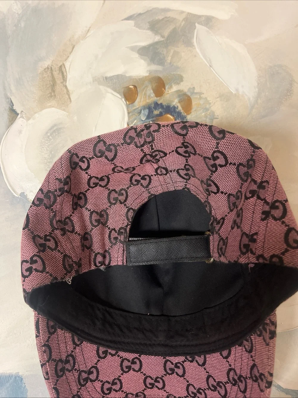 Gucci Rose Purple GG Monogram Baseball Cap with Black Logo